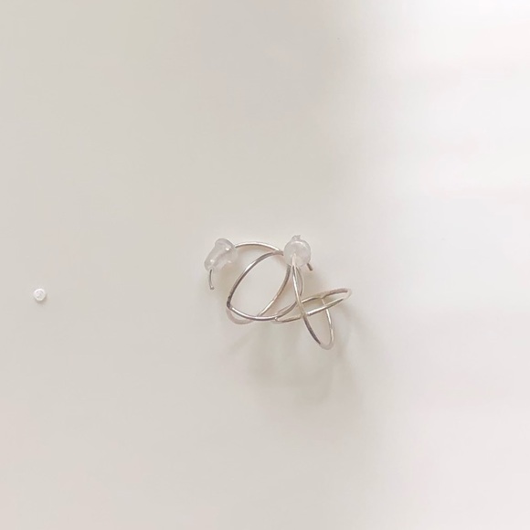 Sterling Silver Double Round Loops Earrings - Picture 2 of 3